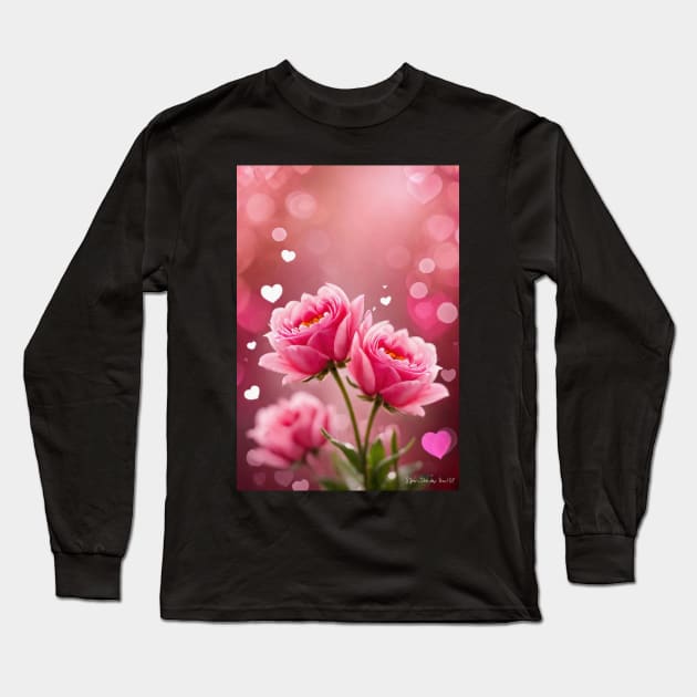 Valentine's Day Flowers and Hearts Long Sleeve T-Shirt by FurryBallBunny